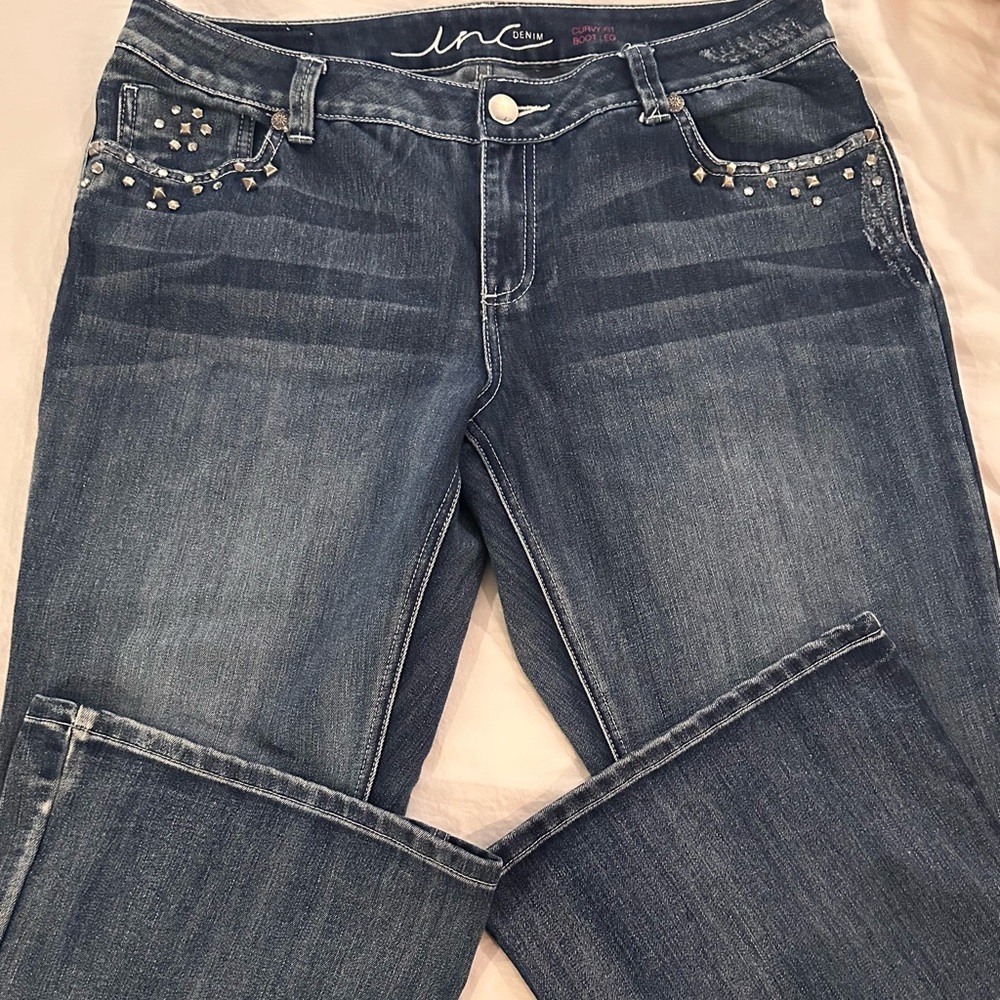 INC. Embellished Curvy-Fit Bootcut Jeans